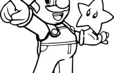 Super Mario With A Star Coloring Page Printable
