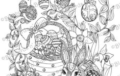 Coloring Page - Printable Coloring Page - April Coloring - Easter Coloring  Page - Download - Adult Coloring Page - Kids Coloring Pages - Fun intended for Coloring Pages For Adults Printable of Easter