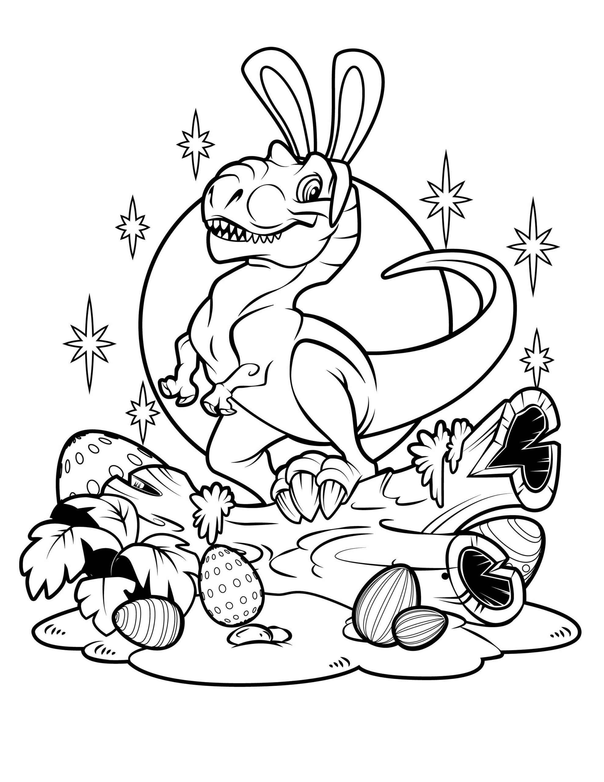 Dino Easter Coloring Page / Digital Download / T-Rex Bunny / Happy Easter Printable Pdf throughout Printable Easter Dinosaur Coloring Pages