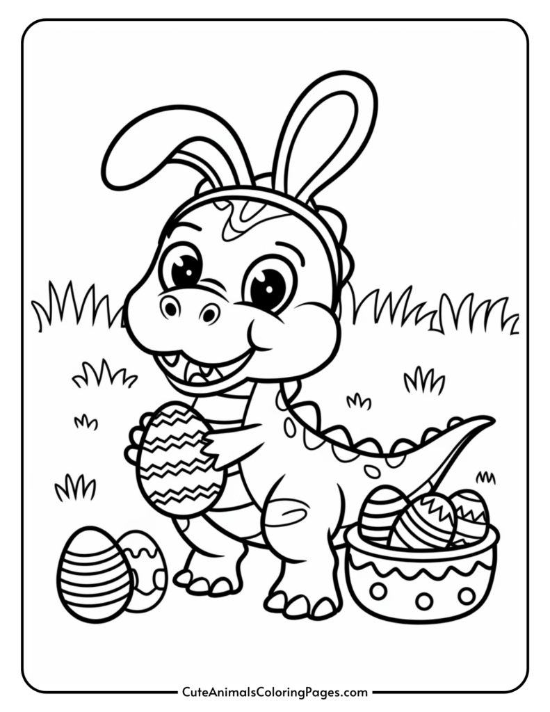 Dinosaur Easter Coloring Pages (15 Free Printable Pdf Pages with Printable Easter Dinosaur Coloring Pages