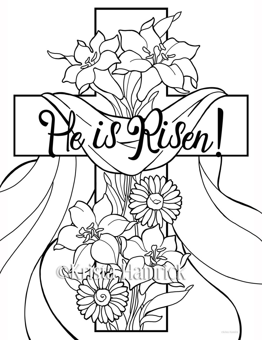 He Is Risen! 2 Easter Coloring Pages For Children - Etsy inside Printable Adult Christian Easter Coloring Pages