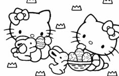 Hello Kitty With Easter Egg Coloring Page regarding Hello Kitty Easter Coloring Pages Printable