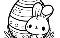 Sweet Easter Bunny With A Huge Easter Egg: Simple Coloring Page (Free) intended for Free Printable Easter Coloring Pages