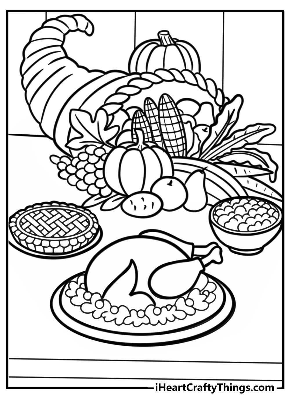 15 Cornucopia Coloring Pages (Free Printable Pdfs For Kids) inside Coloring Sheets Thanksgiving Fruit And Vegetables For Cornucopia
