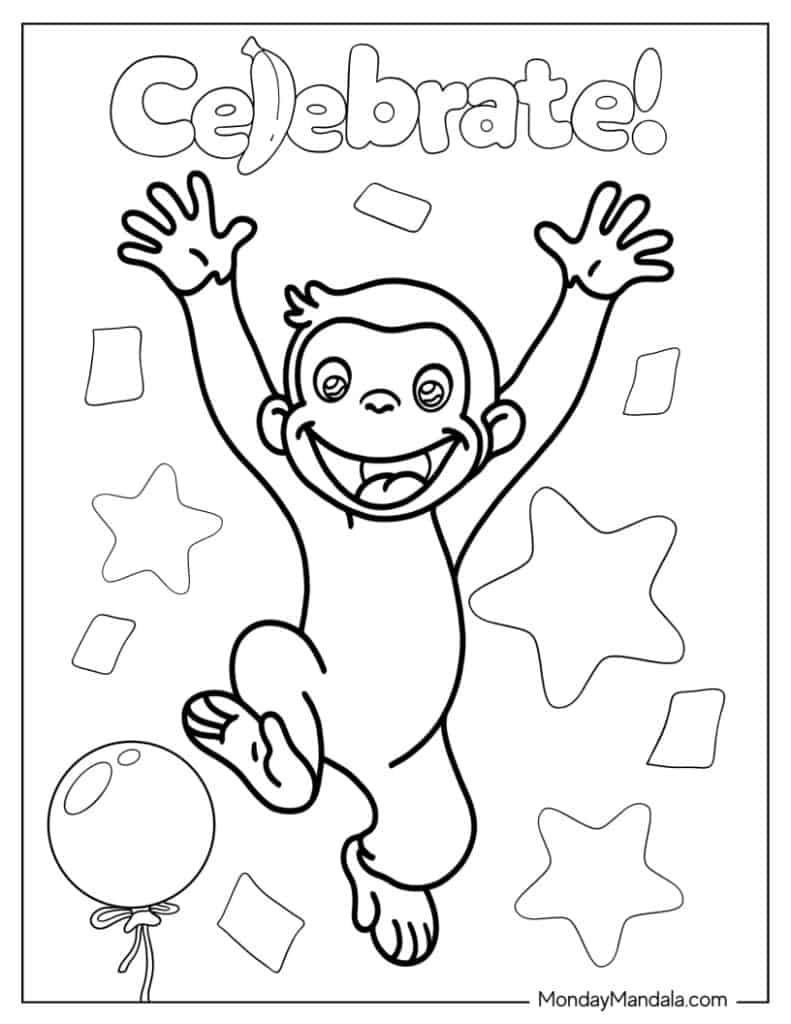 18 Curious George Coloring Pages (Free Pdf Printables) in Happy Thanksgiving Curious George Color Sheet