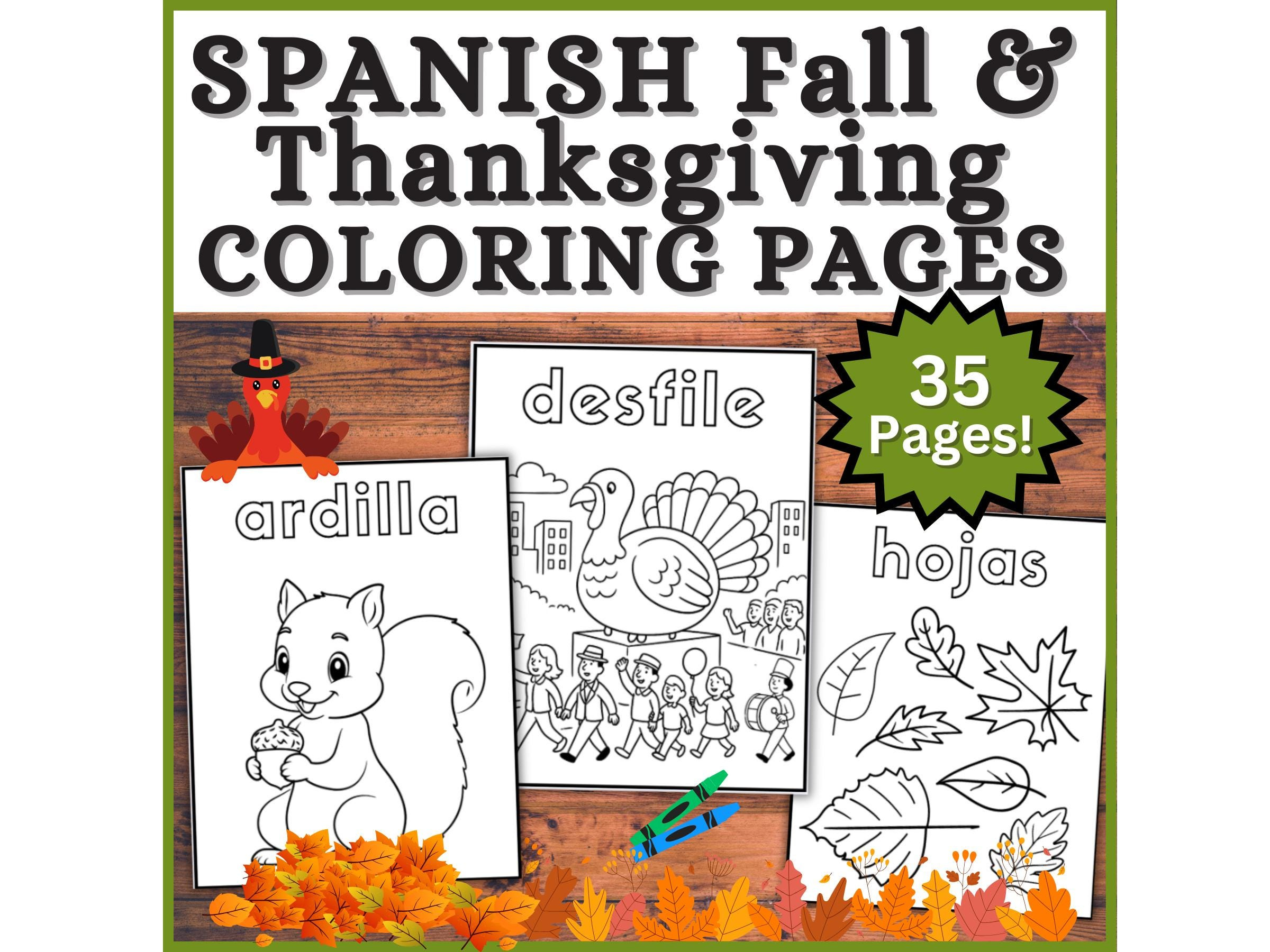 20 Spanish Language Fall &amp;amp; Thanksgiving Coloring Pages, Vocabulary pertaining to Spanish Thanksgiving Coloring Sheets