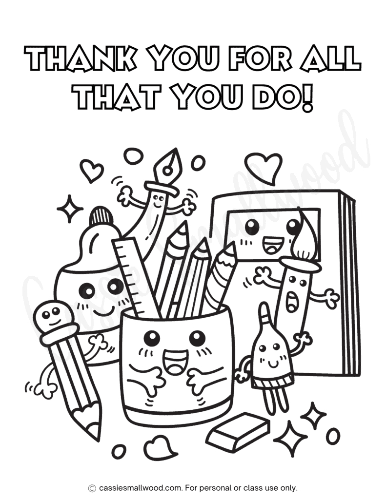 22 Cute Teacher Appreciation Coloring Pages (And Cards!) - Cassie for Free Color Sheet Thank For My Teacher Thanksgiving