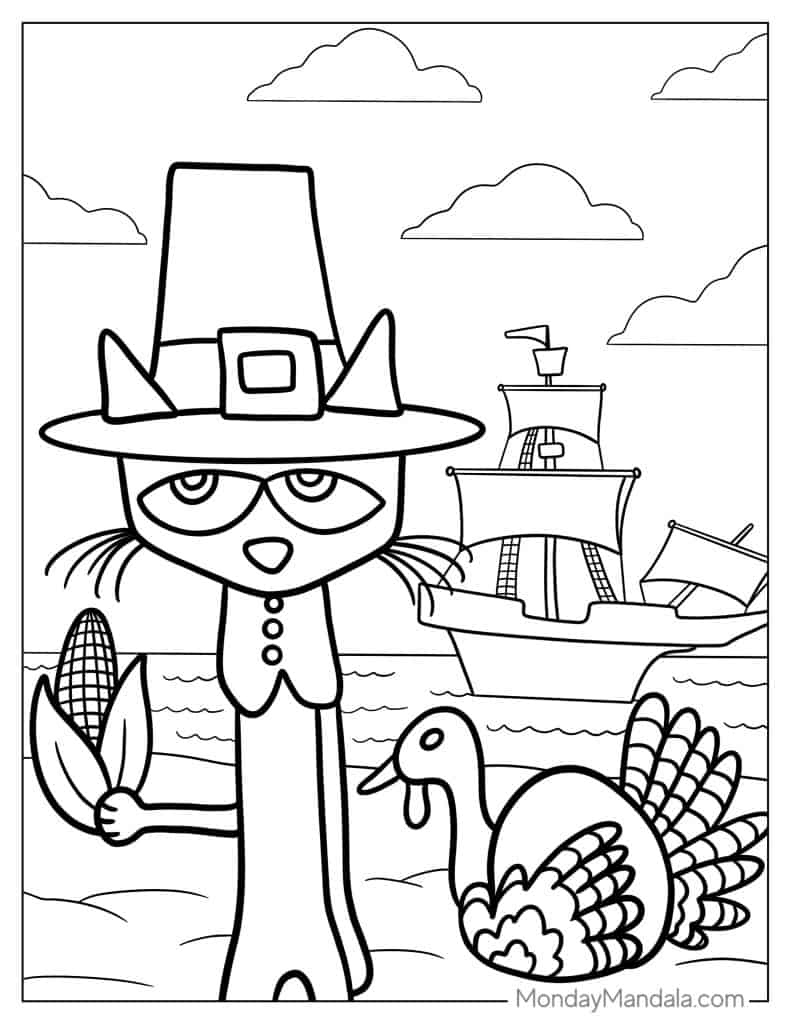22 Pete The Cat Coloring Pages (Free Pdf Printables) with regard to Pete The Cat Thanksgiving Color Sheet