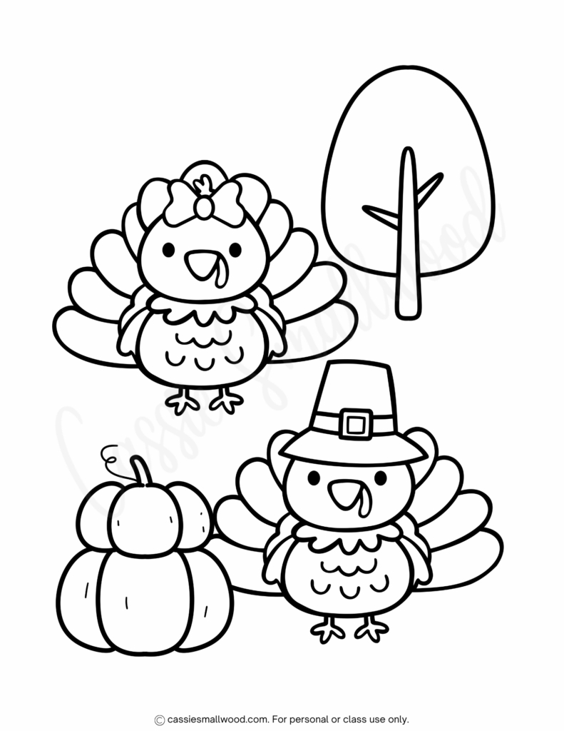 24 Cute Turkey Coloring Pages - Cassie Smallwood throughout Preschool Color Sheets For Thanksgiving