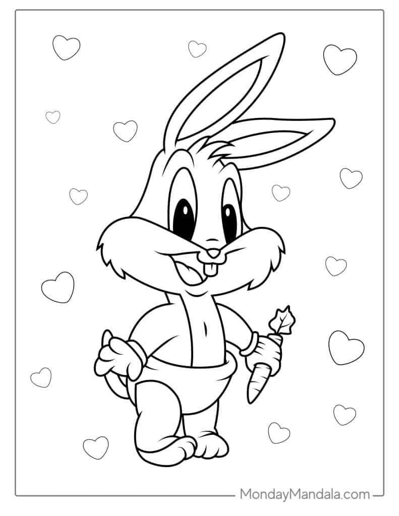 32 Looney Tunes Coloring Pages (Free Pdf Printables) for Bugs Bunny Cartoon Thanksgiving Coloring Sheets