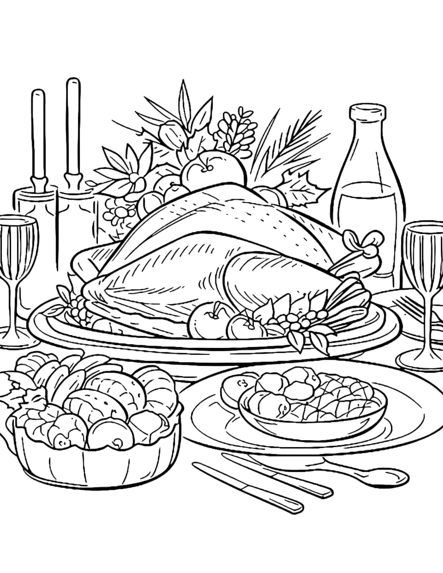 32 Thanksgiving Coloring Pages For Kids And Adults - Our Mindful Life pertaining to Thanksgiving Dinner Coloring Sheet