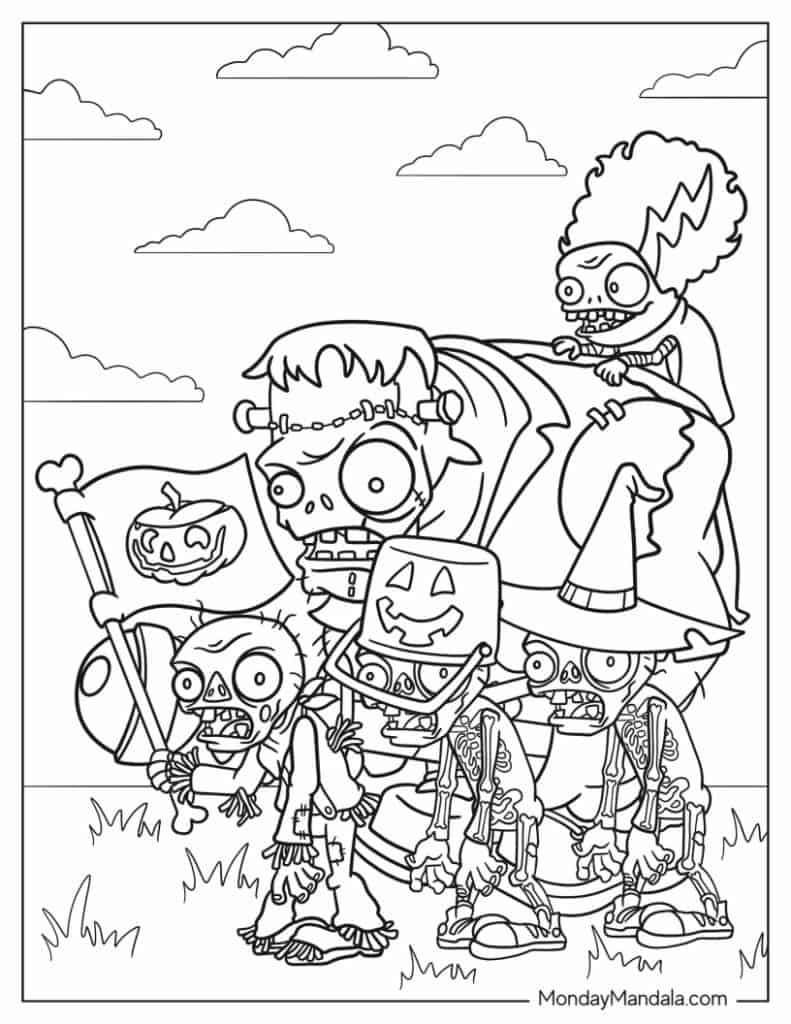 34 Plant Vs Zombies Coloring Pages (Free Pdf Printables) for Plants Vs Zombies Thanksgiving Coloring Sheets