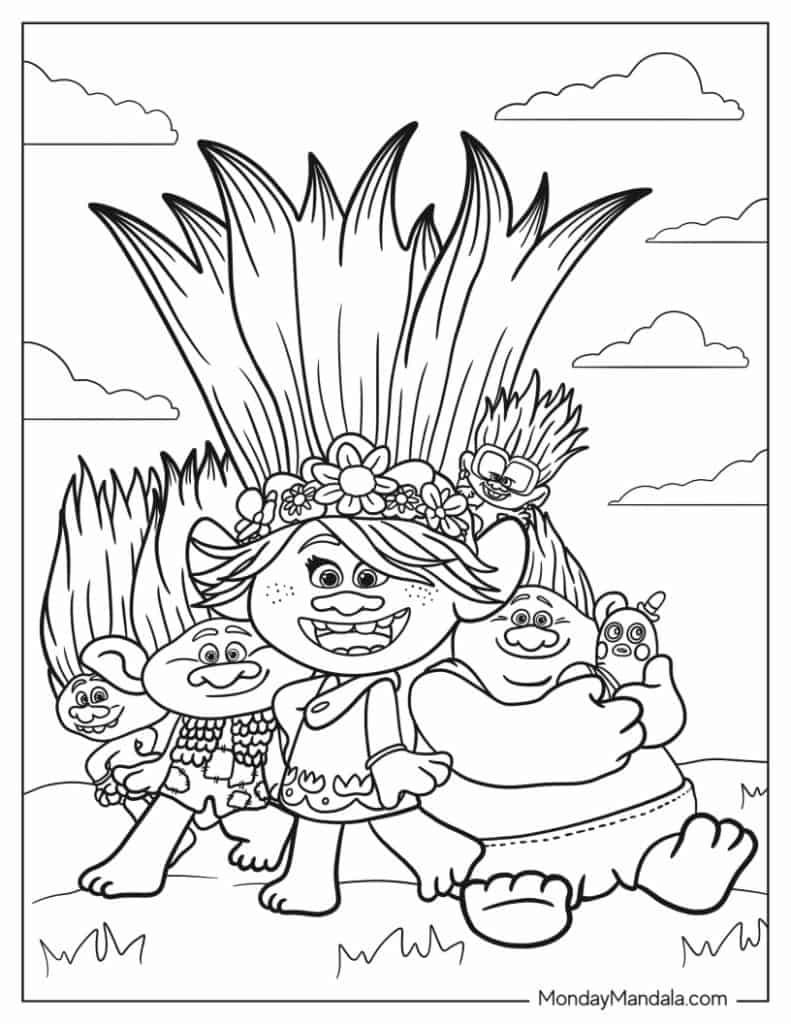 34 Trolls Coloring Pages (Free Pdf Printables) for Troll Thanksgiving Color Sheets