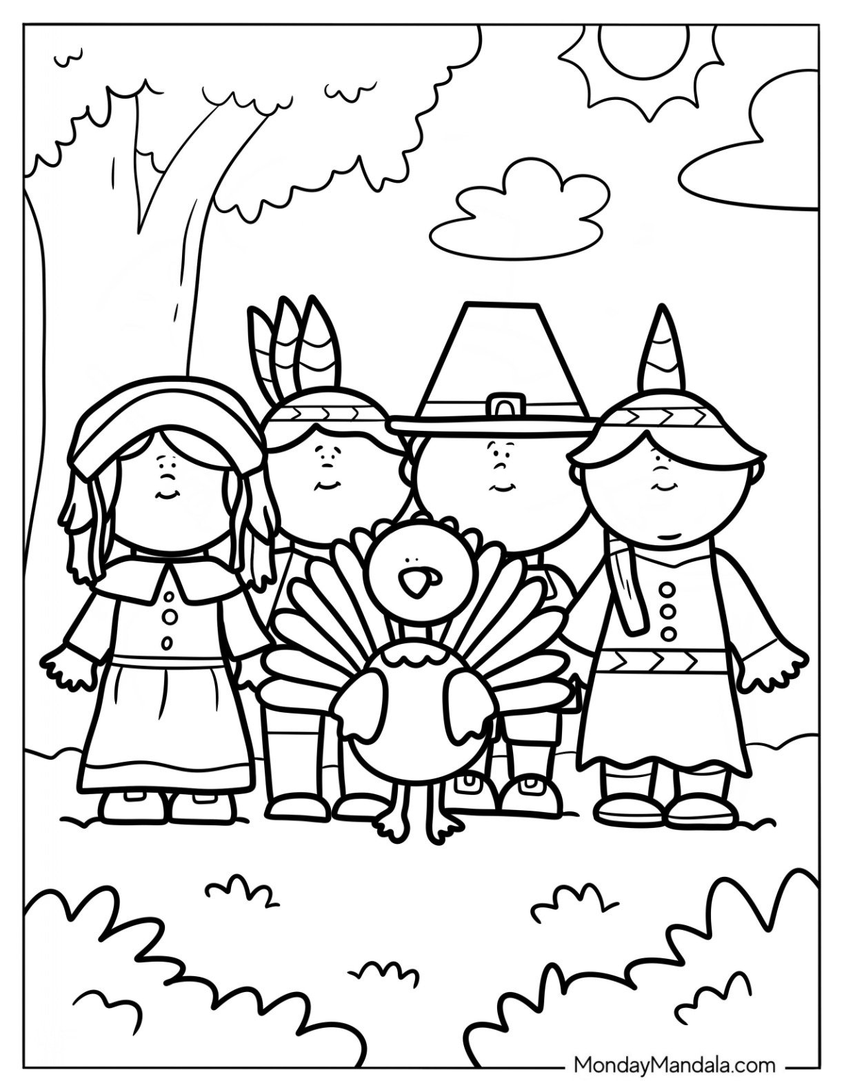 37 Pilgrim Coloring Pages (Free Pdf Printables) intended for Color Sheets First Thanksgiving