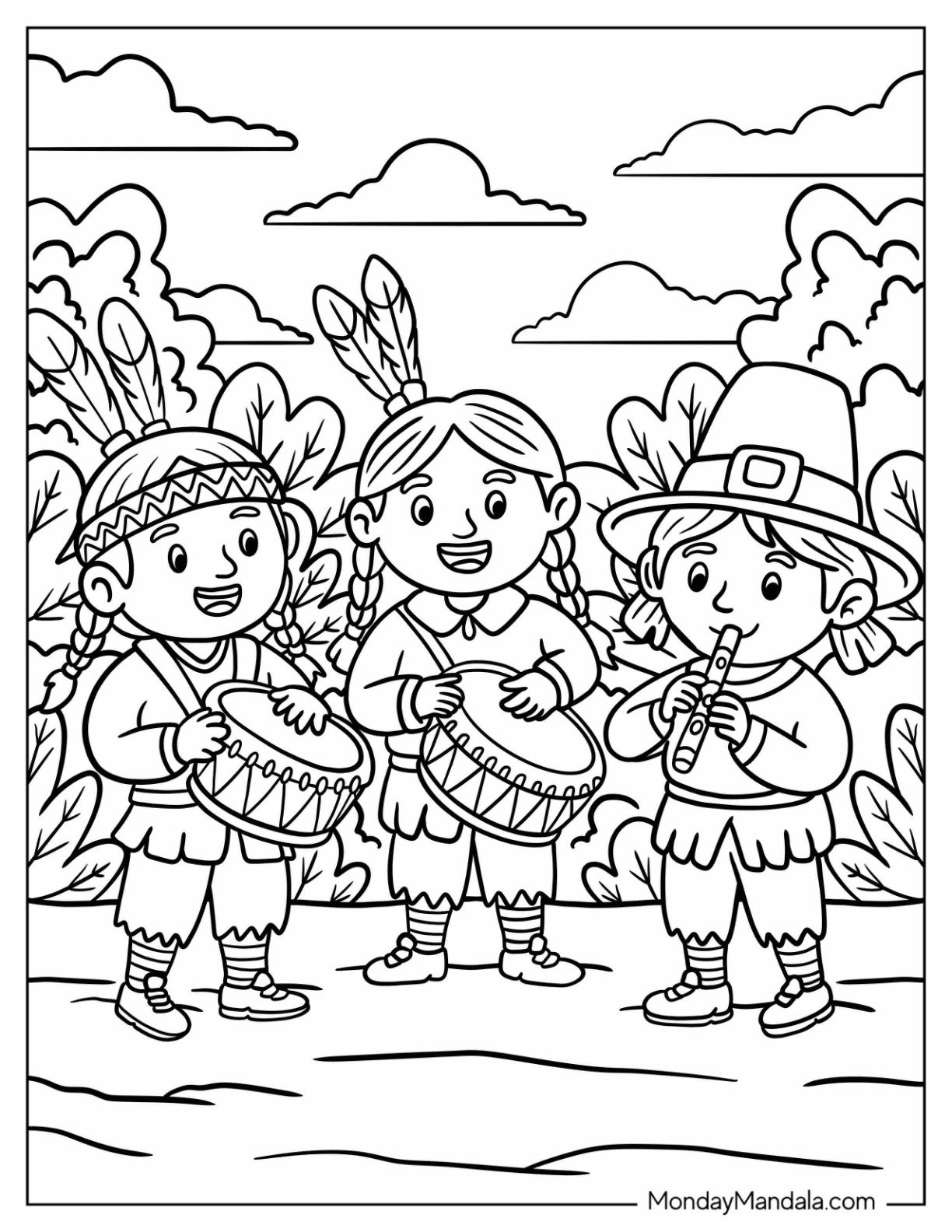 37 Pilgrim Coloring Pages (Free Pdf Printables) pertaining to Indian Thanksgiving Coloring Sheets