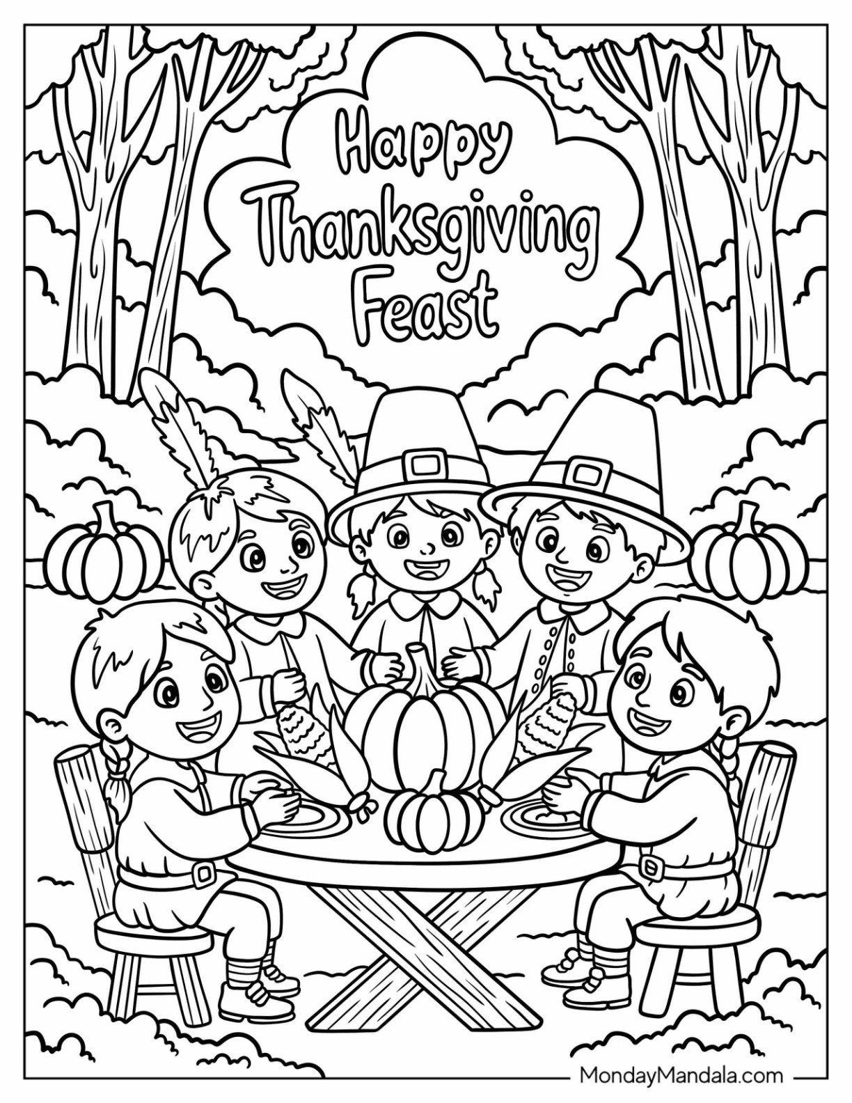 37 Pilgrim Coloring Pages (Free Pdf Printables) with Thanksgiving Pilgrims And Indians Printable Coloring Sheets