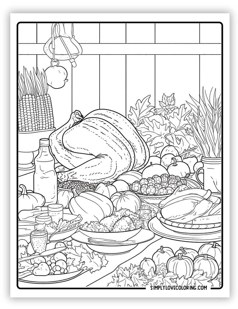 38 Thanksgiving Coloring Pages (Free Pdf Printables) - Simply Love within Thanksgiving Feast Coloring Sheets