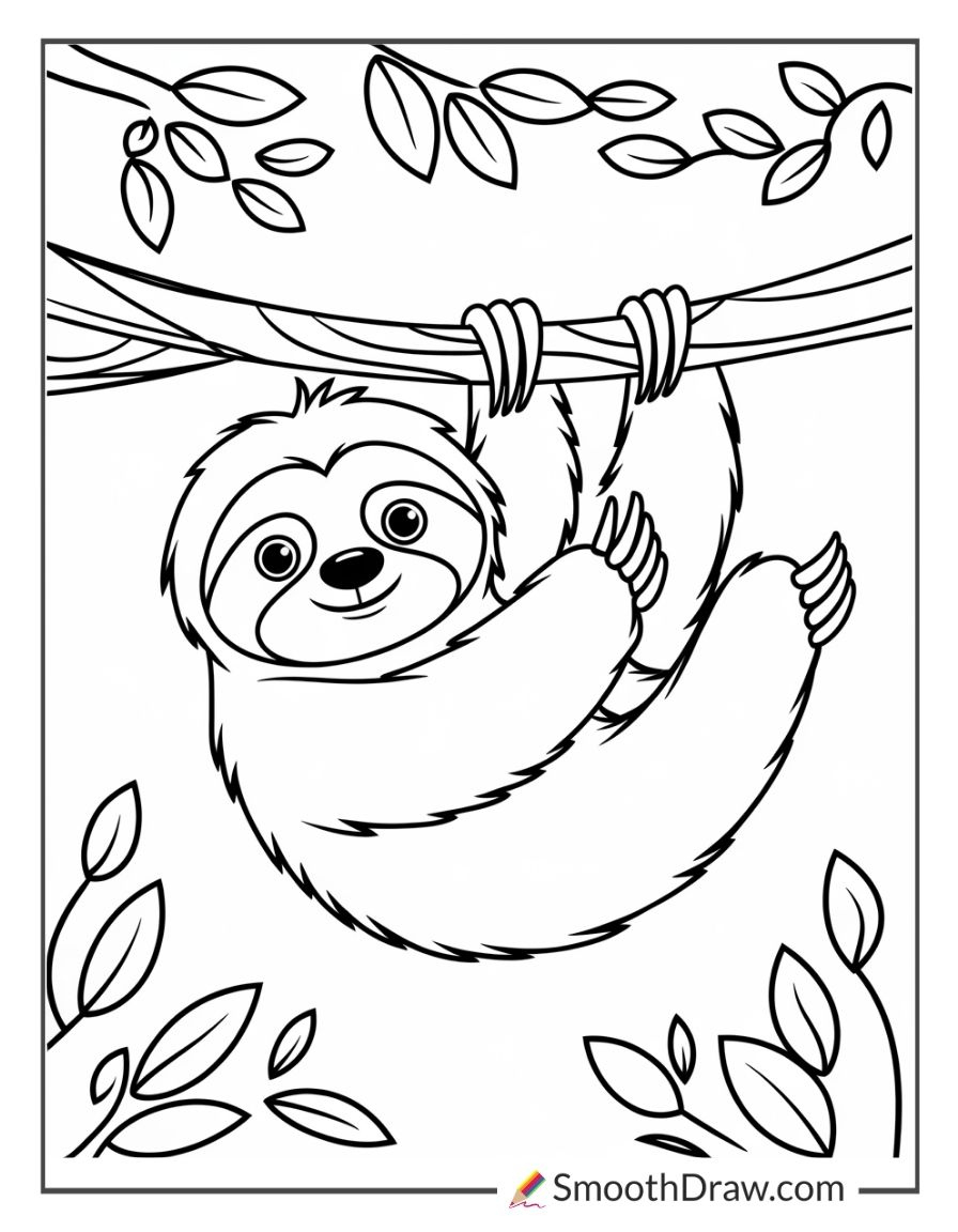40 Sloth Coloring Pages - Smooth Draw with Thanksgiving Day Sloth Coloring Sheet
