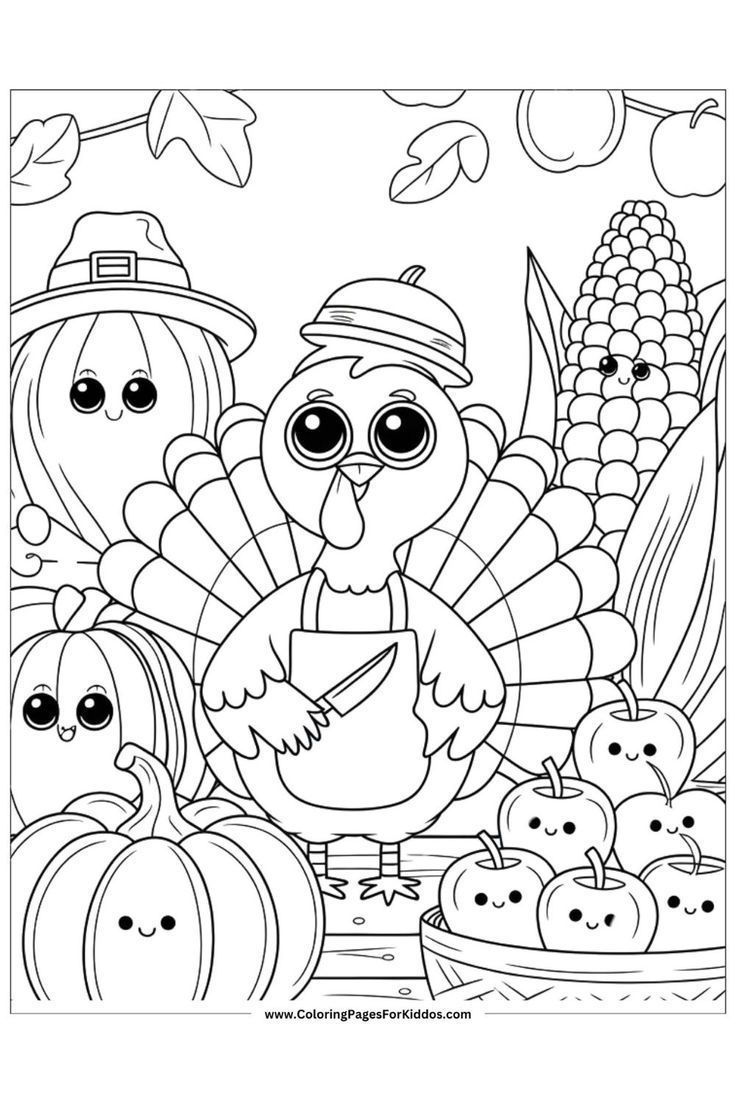 48 Awesome Fall Coloring Pages For Kids! inside Daycare Thanksgiving Coloring Sheet