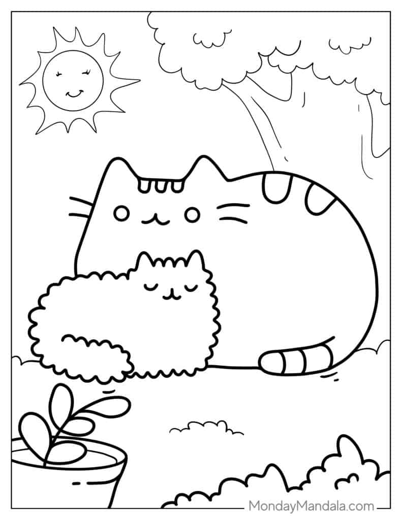 48 Pusheen Coloring Pages (Free Pdf Printables) with Pusheen The Cat Coloring Sheets Thanksgiving