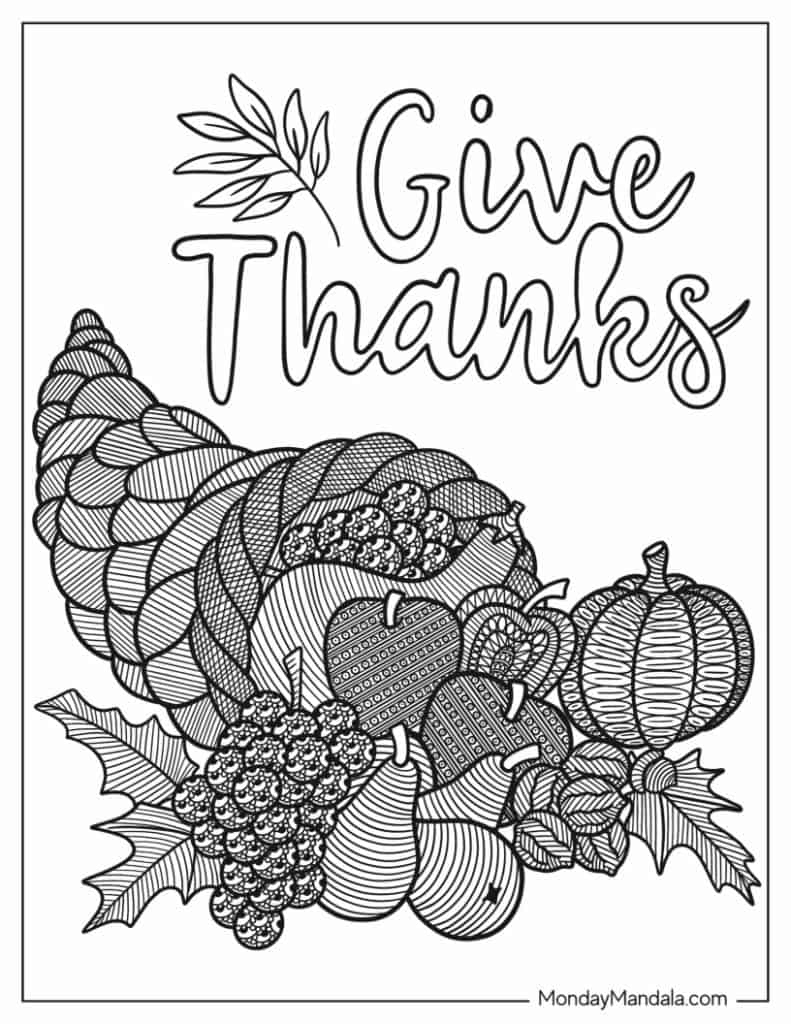 67 Thanksgiving Coloring Pages (Free Pdf Printables) for Hard Coloring Sheets Fopr Thanksgiving
