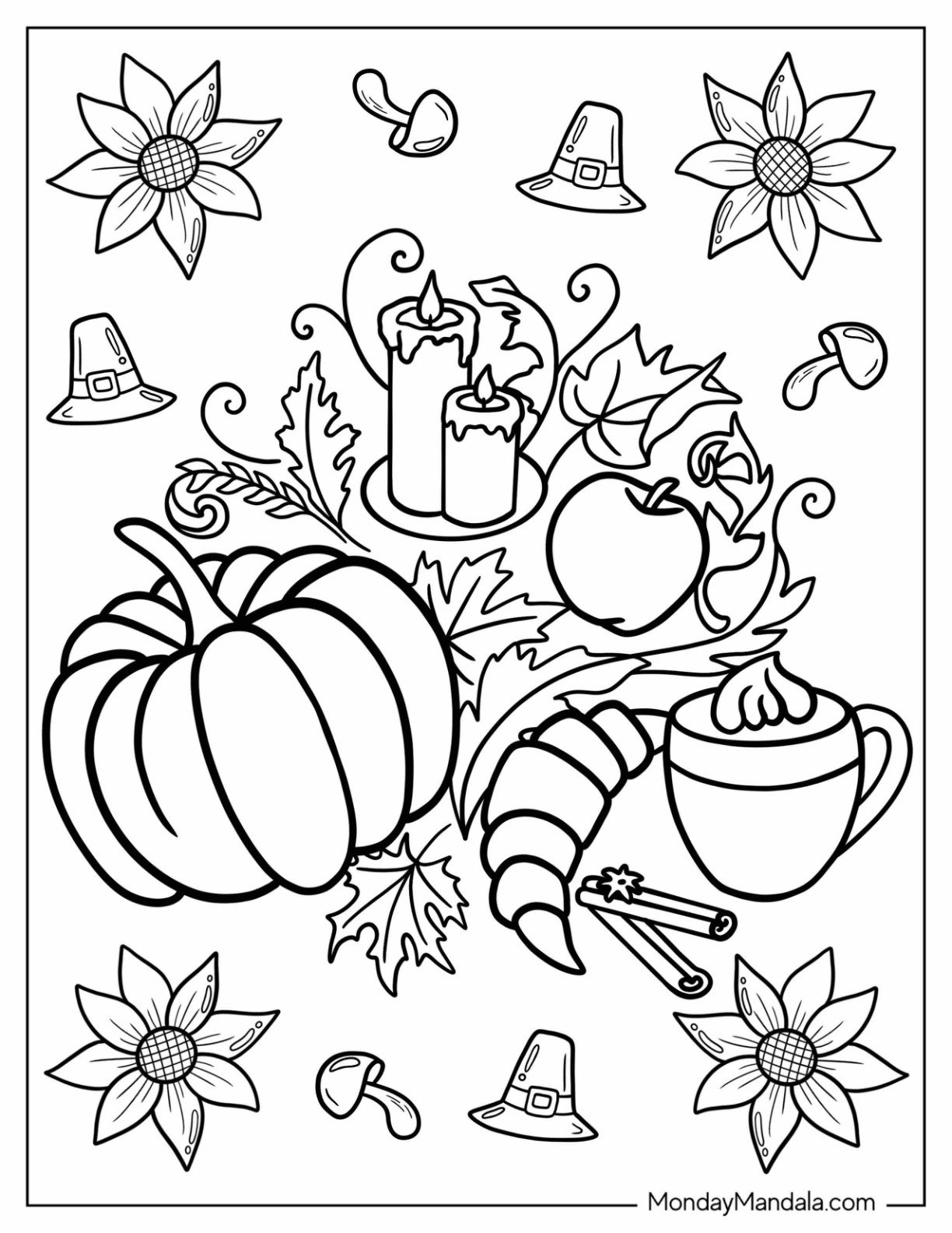 82 Autumn & Fall Coloring Pages (Free Pdf Printables) within Free Thanksgiving and Autumn Coloring Sheets on Pintrest