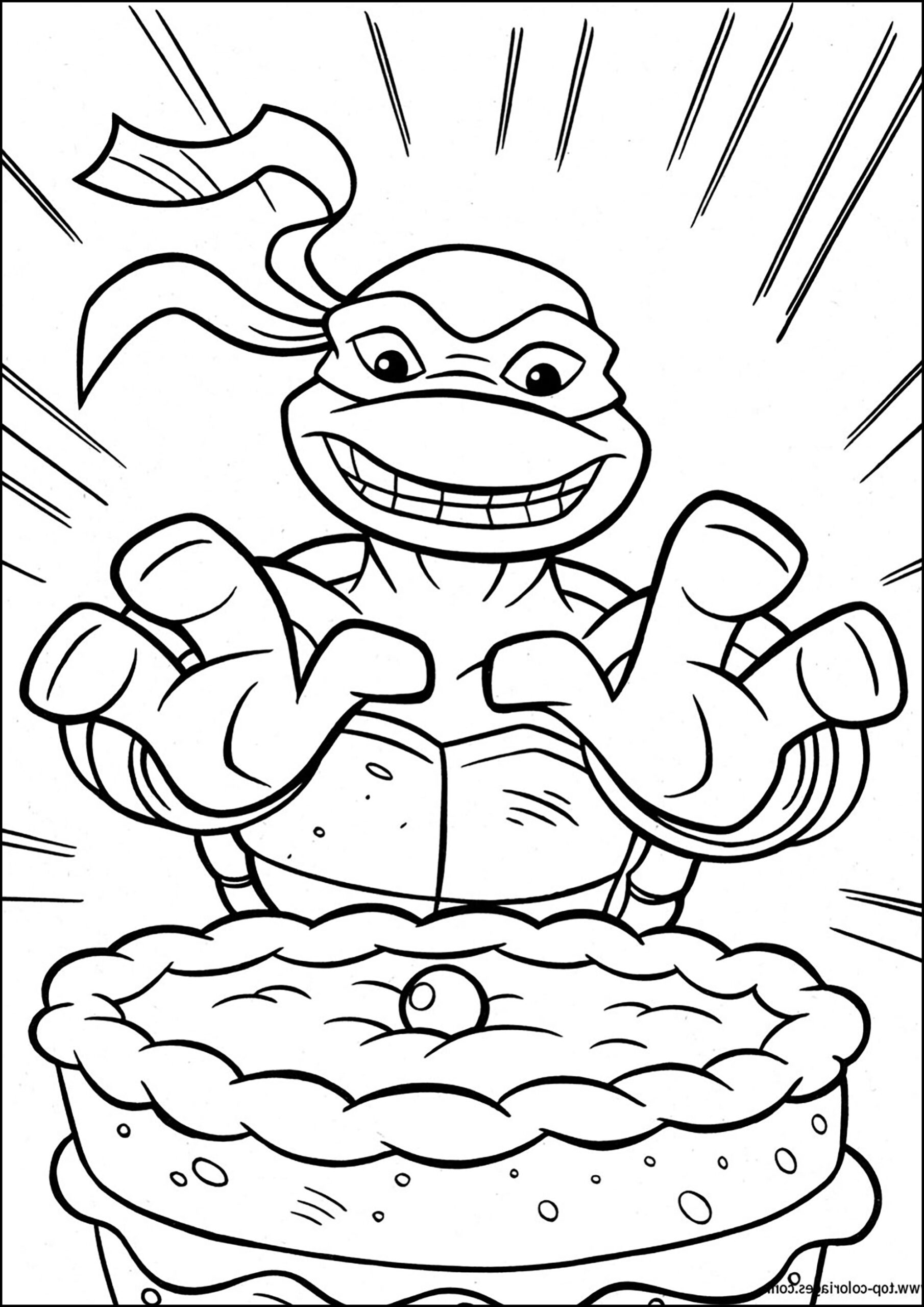 A Cake For A Turtle - Ninja Turtles Coloring Pages inside Ninja Turtles Thanksgiving Coloring Sheets