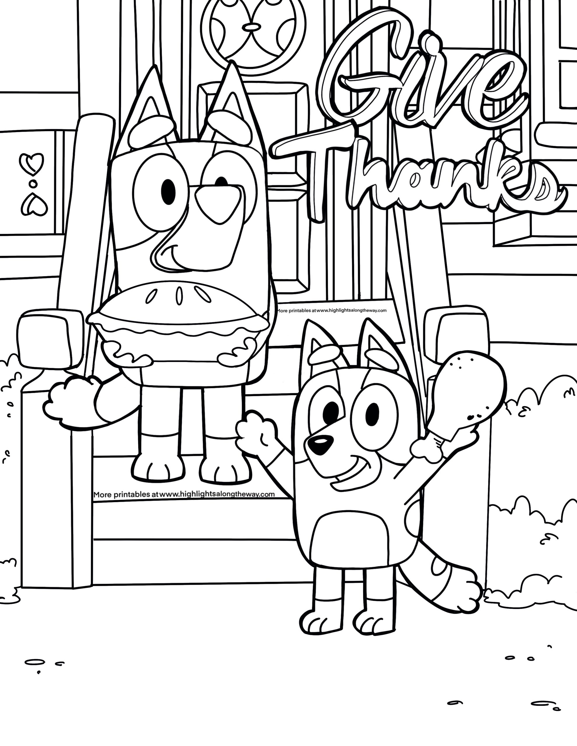 Bluey Thanksgiving Coloring Page And Fall Coloring Page within Thanksgiving Coloring Sheets