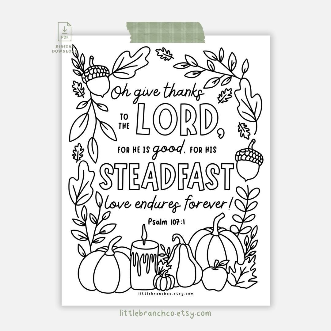 Christian Thanksgiving Coloring Page: Psalm 107 Kjv &amp;amp; Esv (Digital regarding Thanksgiving Adult Color Sheet With Scripture