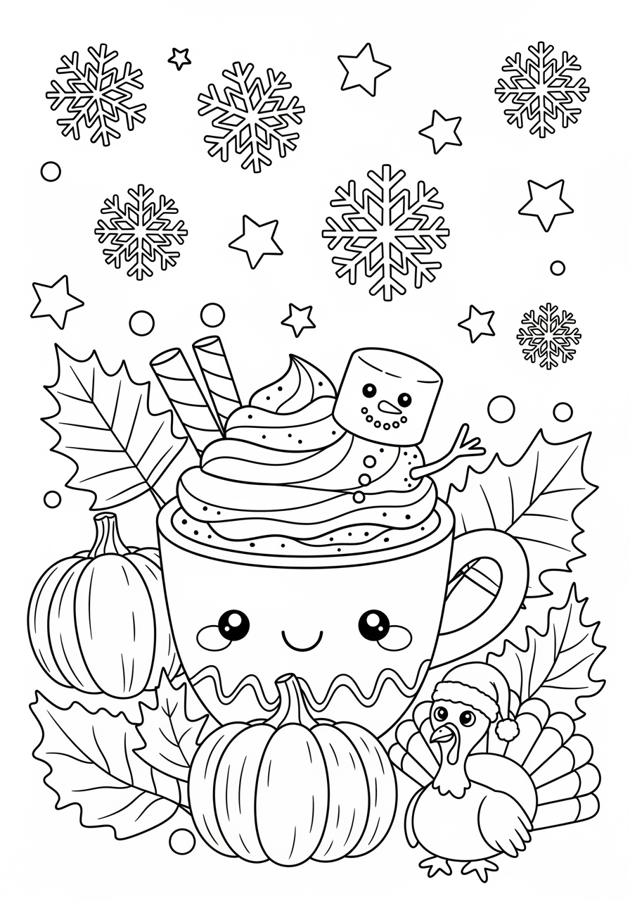 Christmas And Thanksgiving Coloring Page For Kids for Printable Coloring Sheets For Thanksgiving and Christmas
