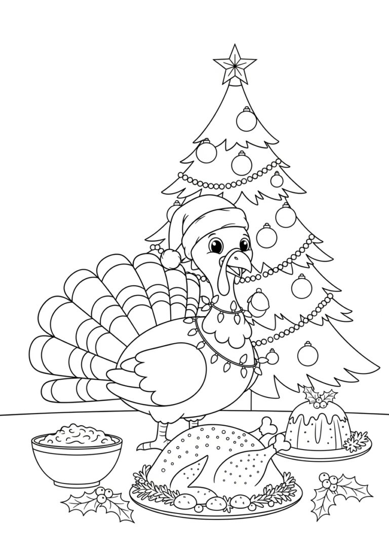 Christmas Turkey Coloring Page For Kids within Printable Coloring Sheets For Thanksgiving And Christmas