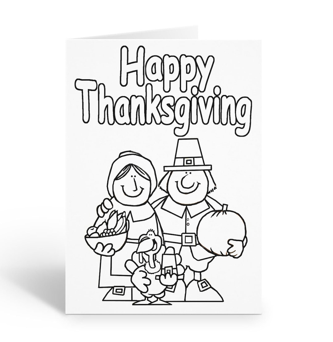 Color In Happy Thanksgiving Kid Set - Coloring Greeting Cards For in Thanksgiving Coloring Sheets Hallmark