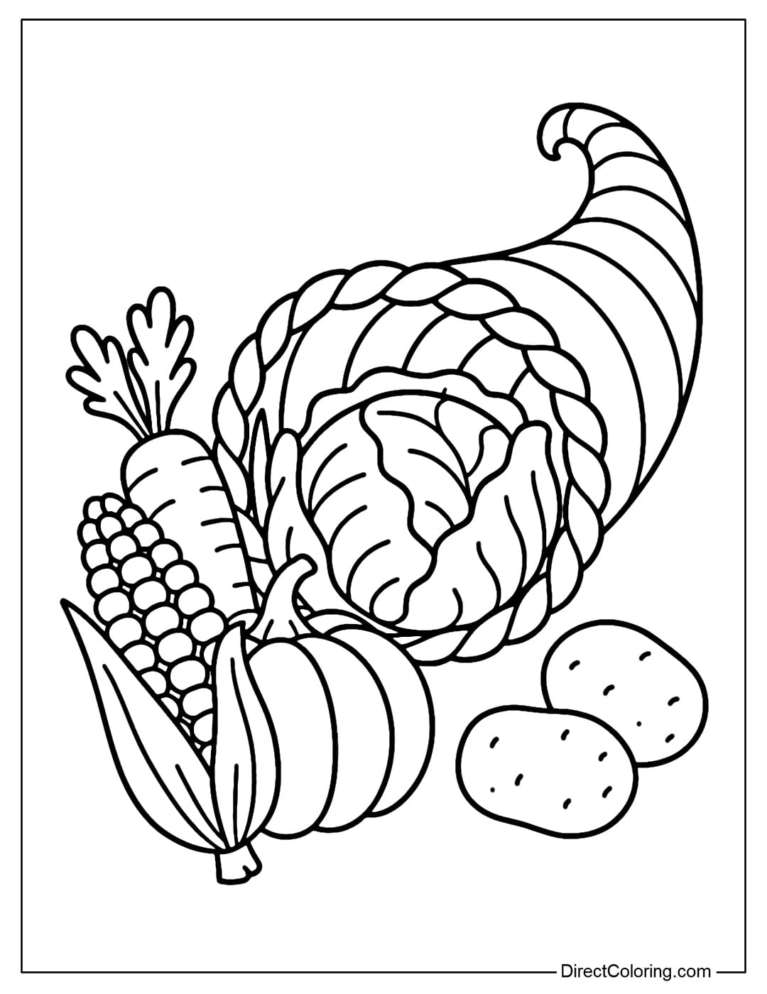 Cornucopia Coloring Pages - Free Pdf To Download And Print for Coloring Sheets Thanksgiving Fruit and Vegetables For Cornucopia