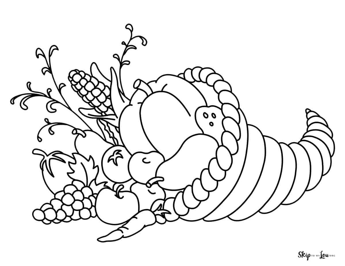Cornucopia Coloring Pages | Skip To My Lou with regard to Thanksgiving Horn Of Plenty Coloring Sheet