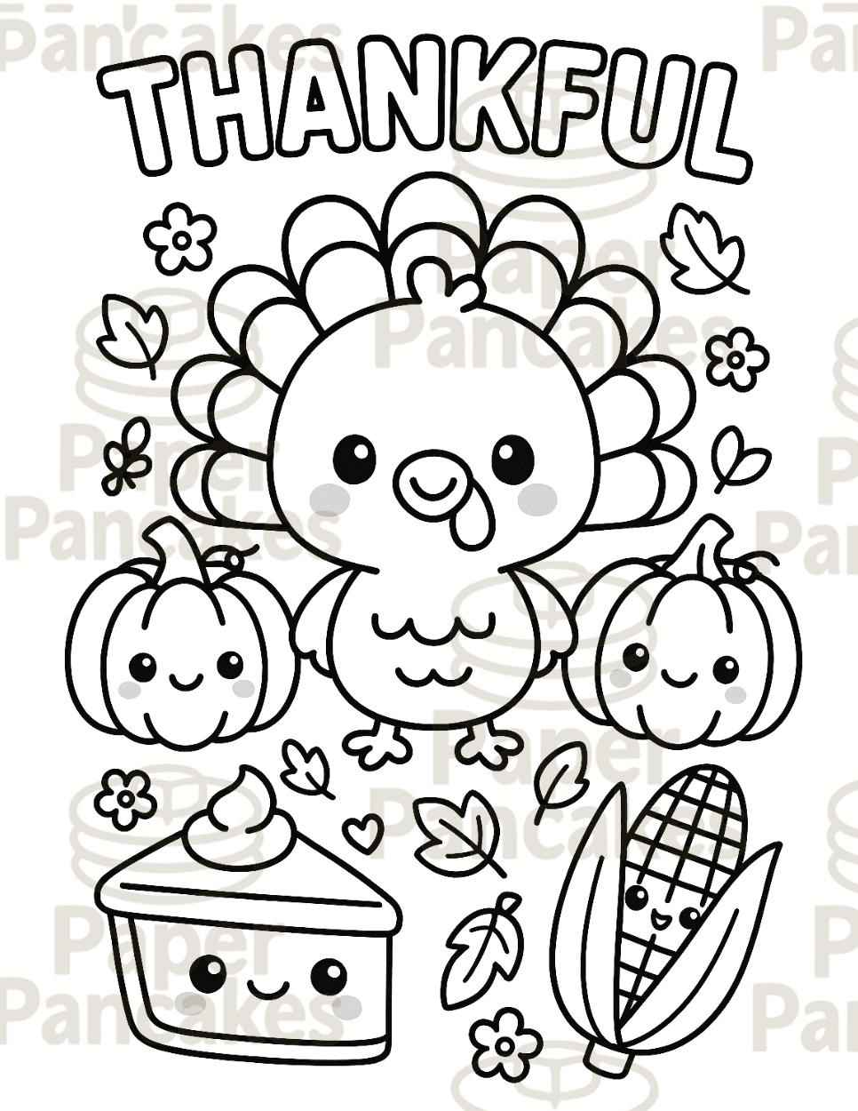 Cute Thanksgiving Coloring - Etsy regarding Thanksgiving Coloring Sheets P