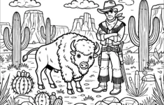 Far West: Cowboy And Buffalo In The American Desert - Cow-Boys throughout Thanksgiving Cowboys Game 2025 Coloring Sheets