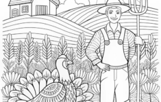 Farmer And His Proud Turkey In The Field Coloring Page - Free within Agriculture In Thanksgiving Coloring Sheet