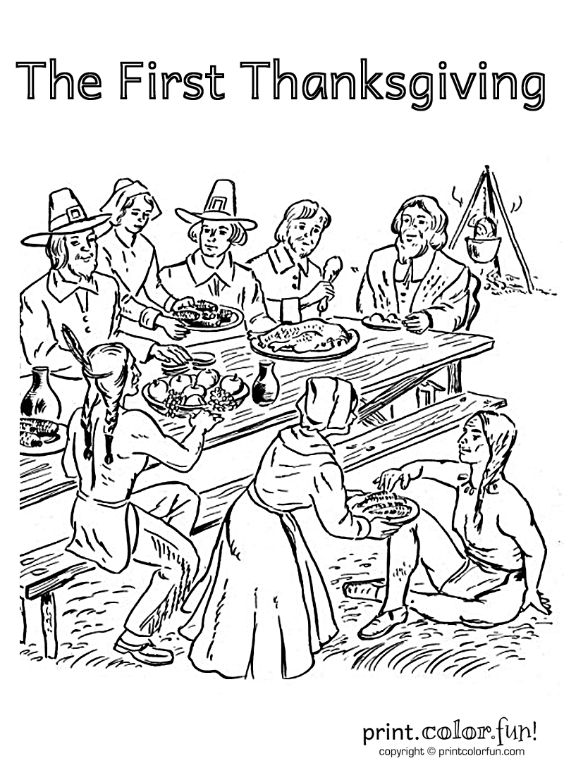 First Thanksgiving - Thanksgiving Coloring Pages For Adults for First Thanksgiving Coloring Sheet