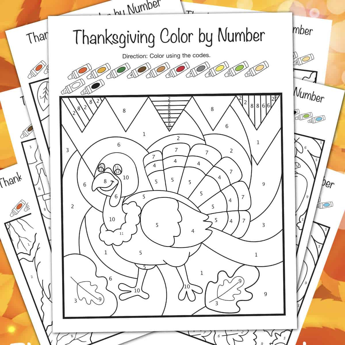 Free Colornumber Thanksgiving Printables - Artsy Pretty Colors in Thanksgiving Coloring Sheets by Number