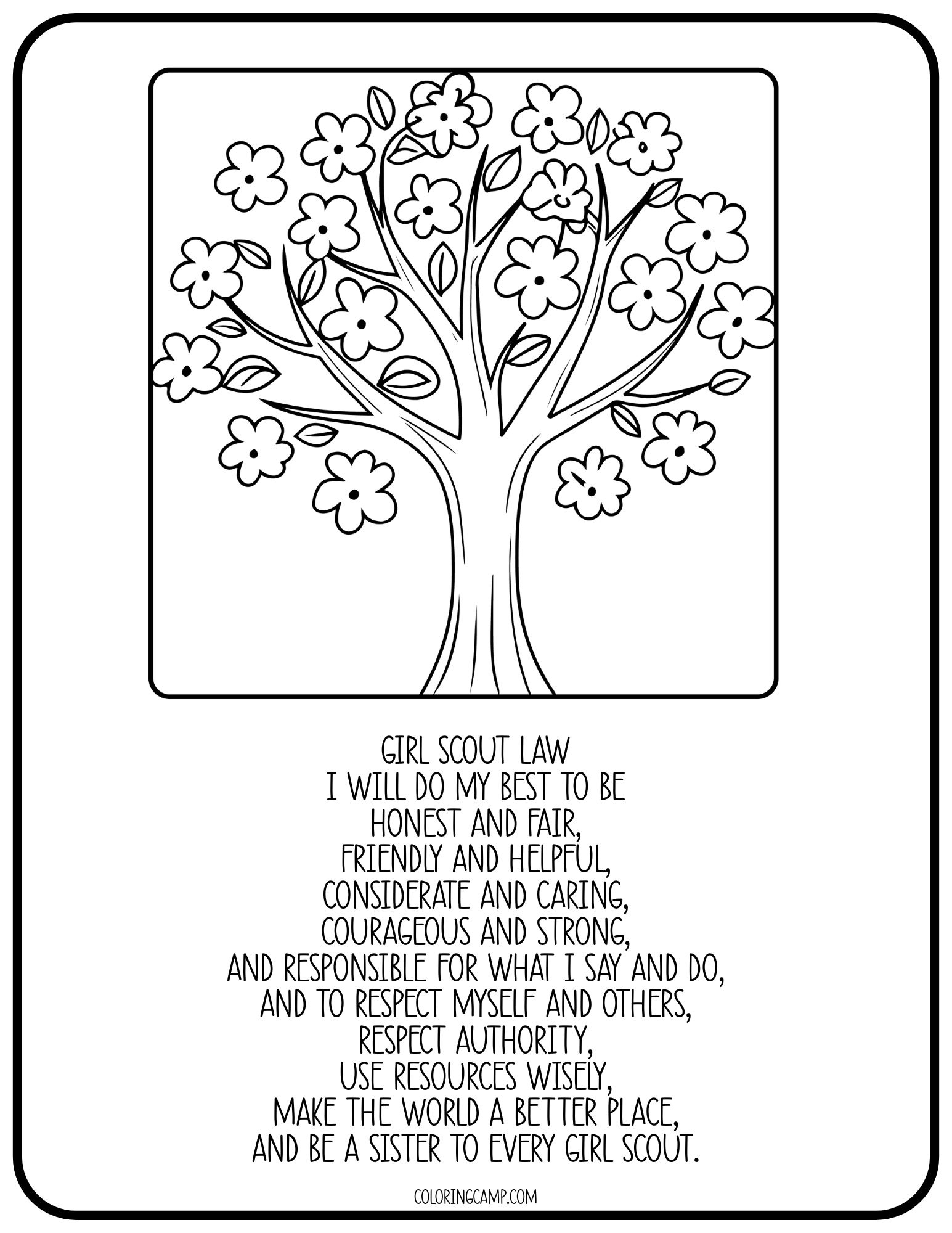 Free Girl Scout Law Coloring Pages | Www.coloringcamp with Girl Scouts Thanksgiving Coloring Sheets