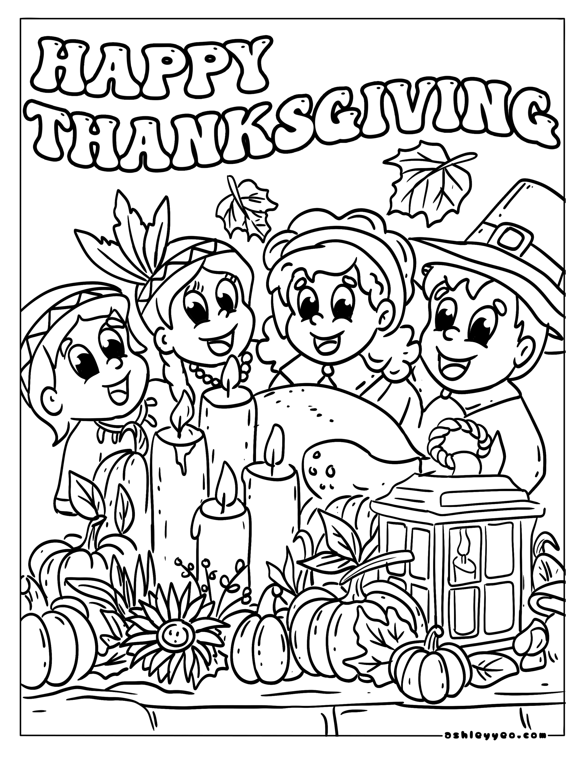 Free Thanksgiving Coloring Pages For Kids - Ashley Yeo in Meaning Of Thanksgiving Kids Coloring Sheet