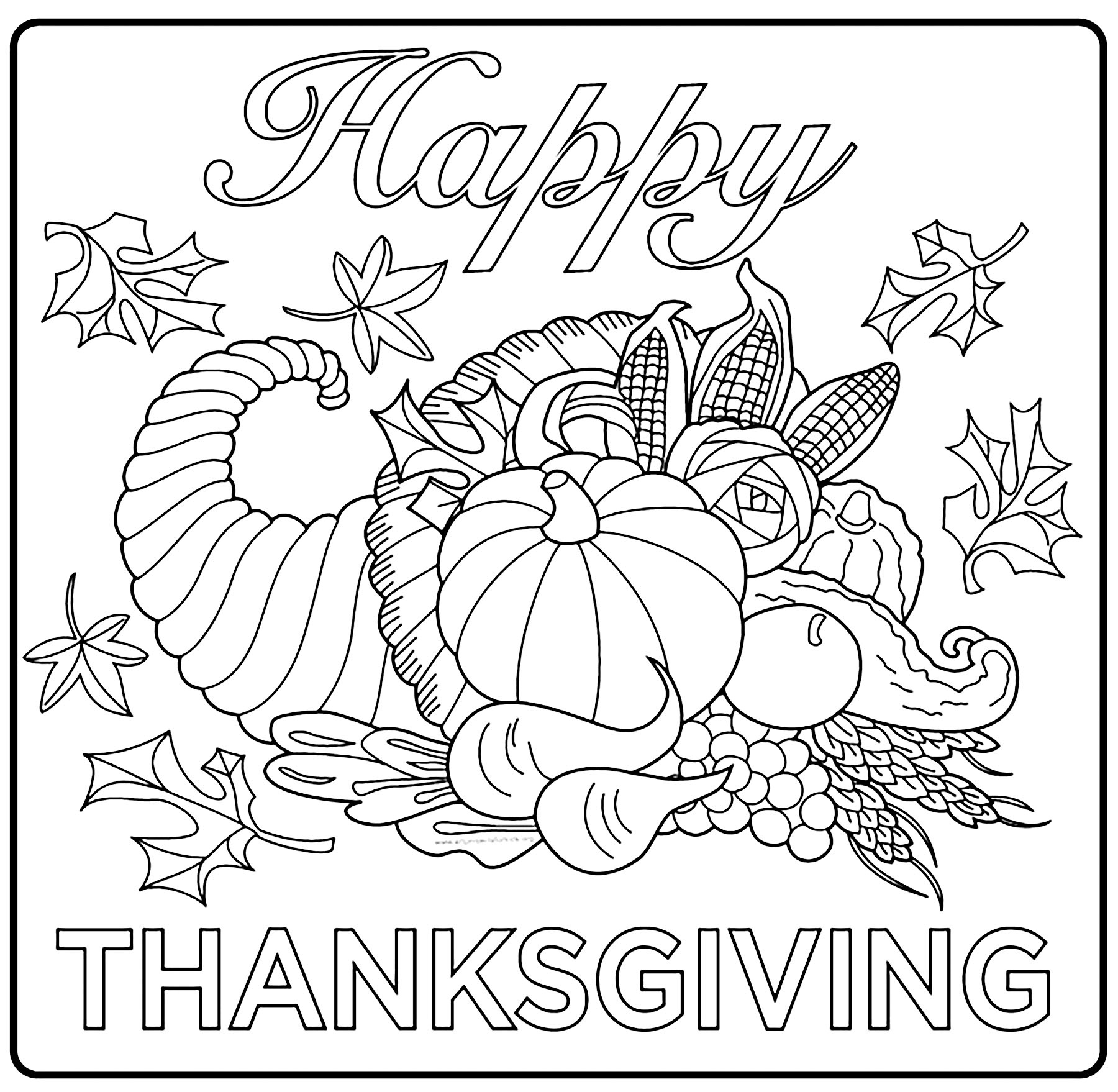 Free Thanksgiving Drawing To Download And Color - Thanksgiving in Thanksgiving Artwork For Kids Coloring Sheets