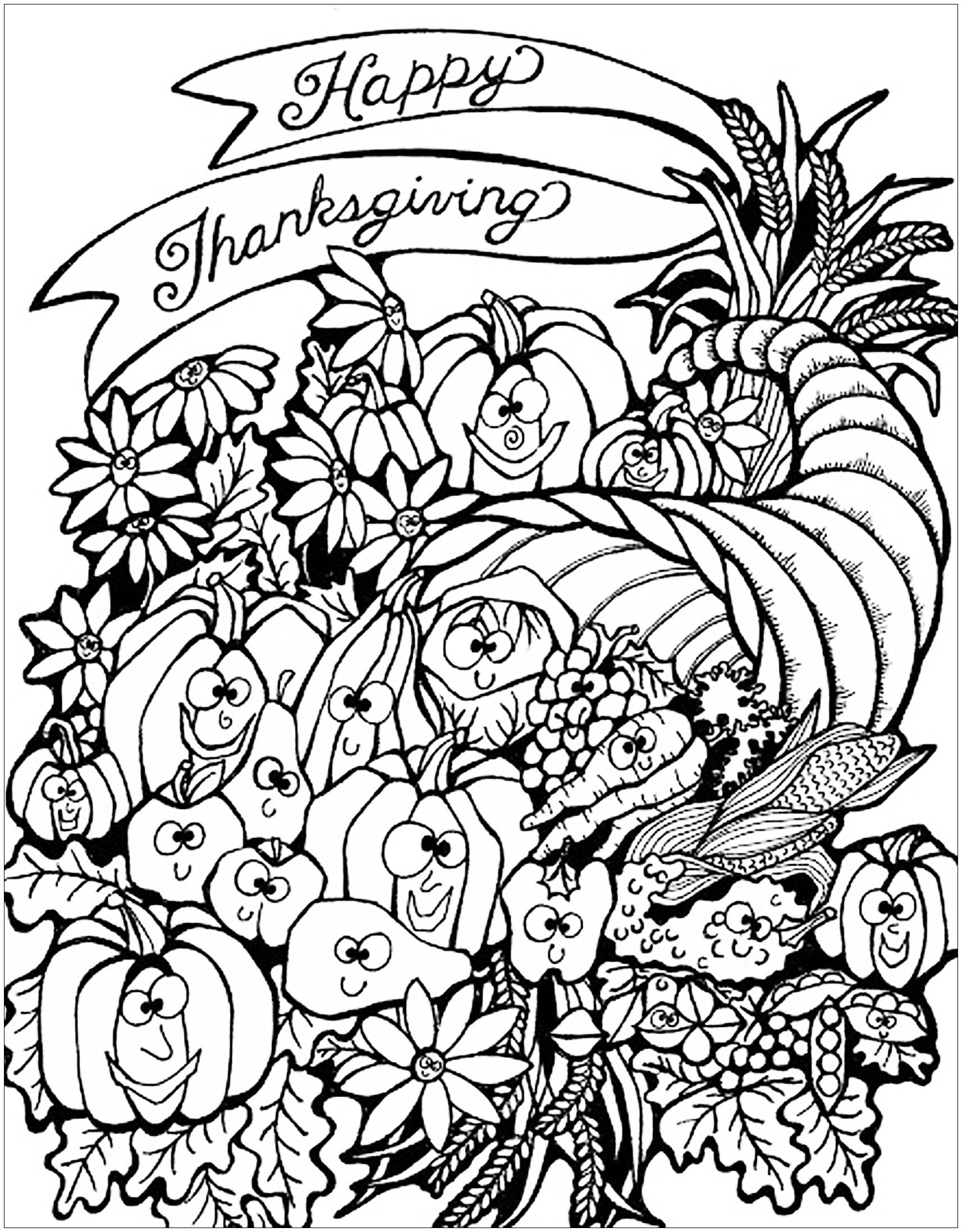 Free Thanksgiving Drawing To Print And Color - Thanksgiving in Thanksgiving Color Sheets For Teenagers