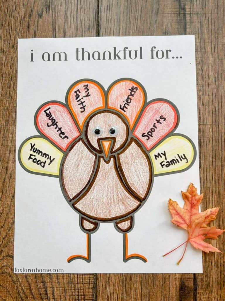 Free Thanksgiving "I Am Thankful For" Printable - Fox Farm Home in Thanksgiving For Emily Ann Color Sheet