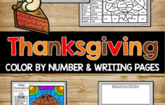Fun Thanksgiving Seasonal Activities Colornumber And Writing Pages inside Math Coloring Sheet 5Th Squares Thanksgiving