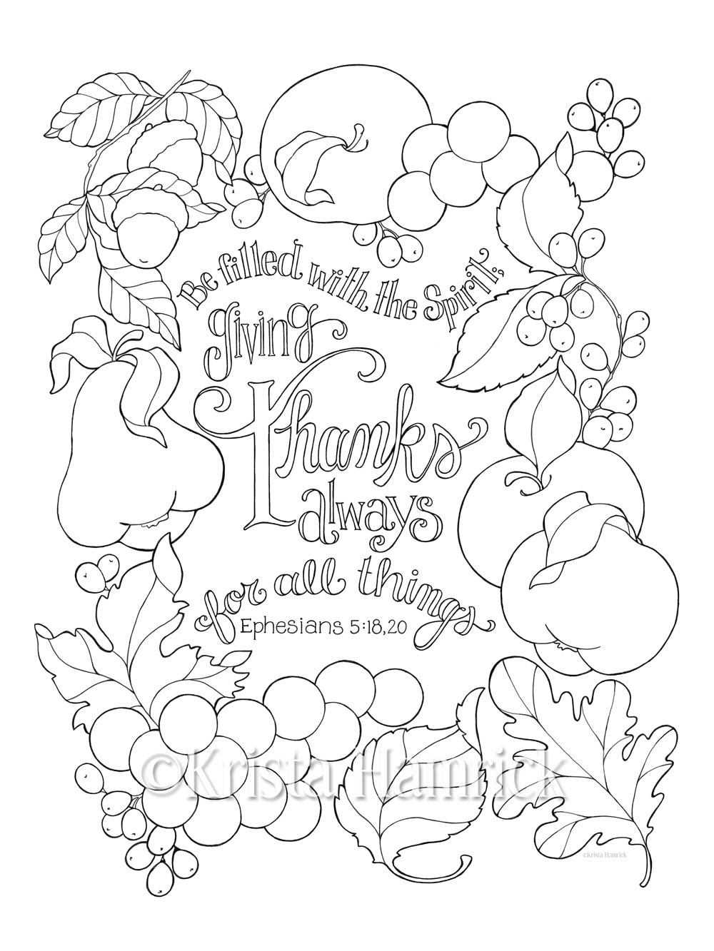 Give Thanks For All Things Coloring Page In Two Sizes: 8.5X11 And for Thanksgiving Bible Verse Coloring Sheets