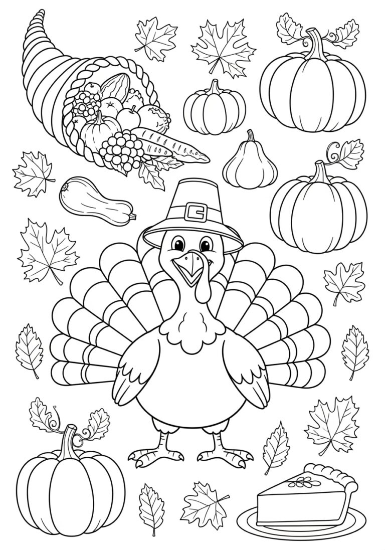 Halaman Mewarnai Selamat Hari Thanksgiving - Cetak Gratis Untuk within Hati Thanksgiving Coloring Sheets
