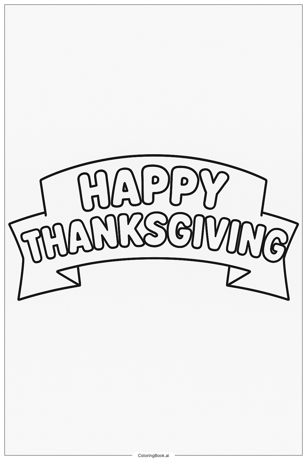 Happy Thanksgiving Banner Coloring Page (Free Pdf&Png Printable) inside Happy Thanksgiving Bubble Letters Color Sheet