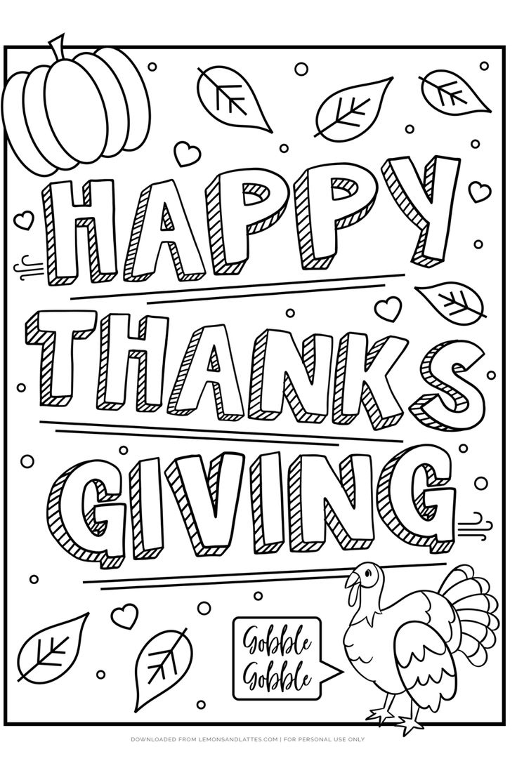 Happy Thanksgiving Coloring Pages with Happy Thanksgiving Bubble Letters Color Sheet