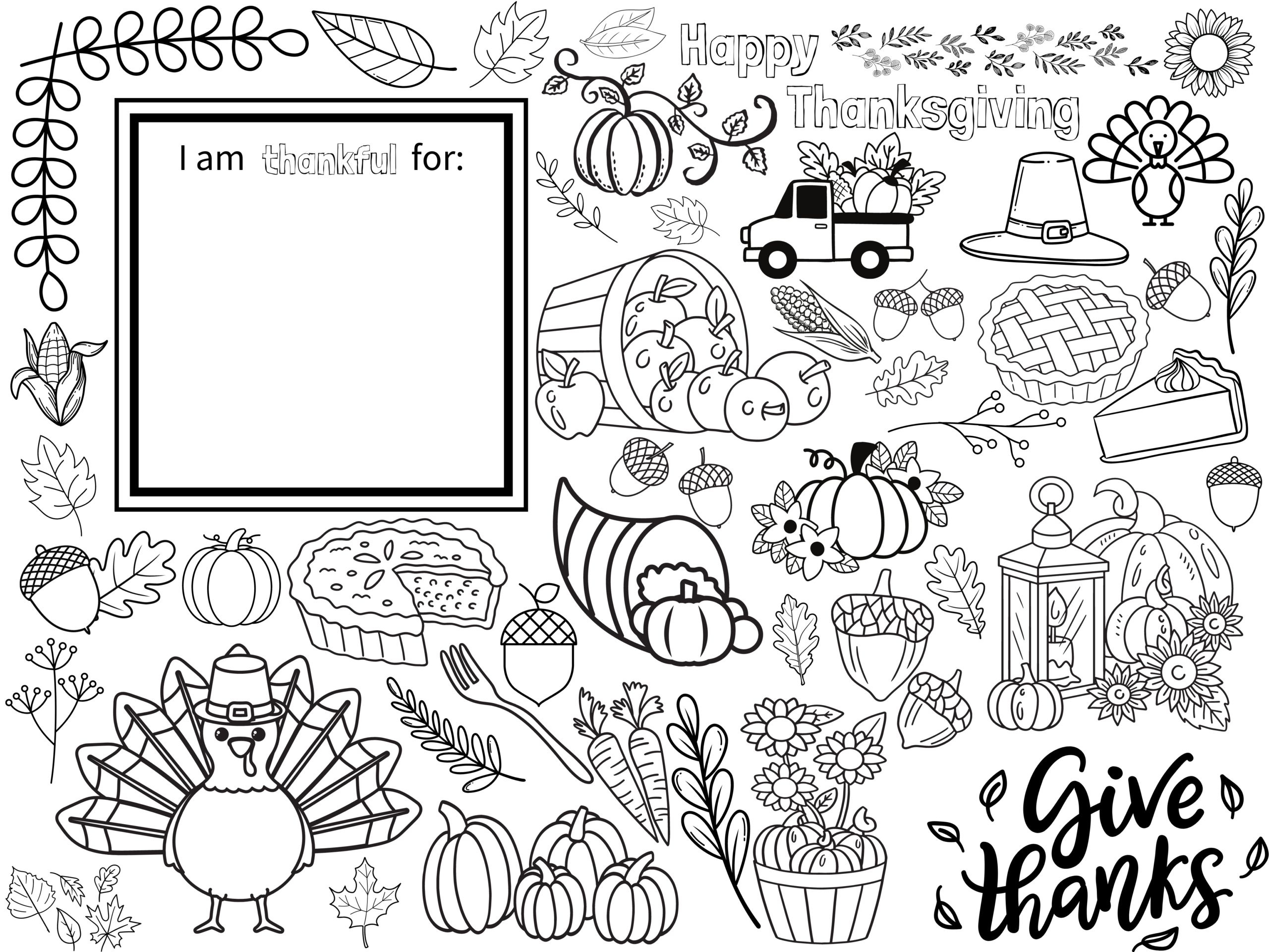 Happy-Thanksgiving-Tablecloth - Seeing Dandy Blog regarding Thanksgiving Table Coloring Sheet